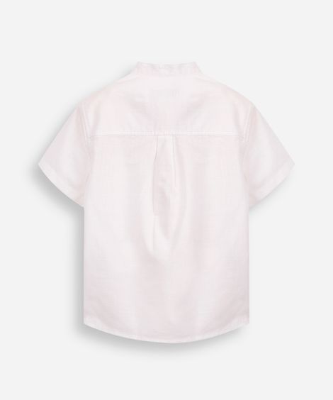camisa infantil de algodão gola padre off white