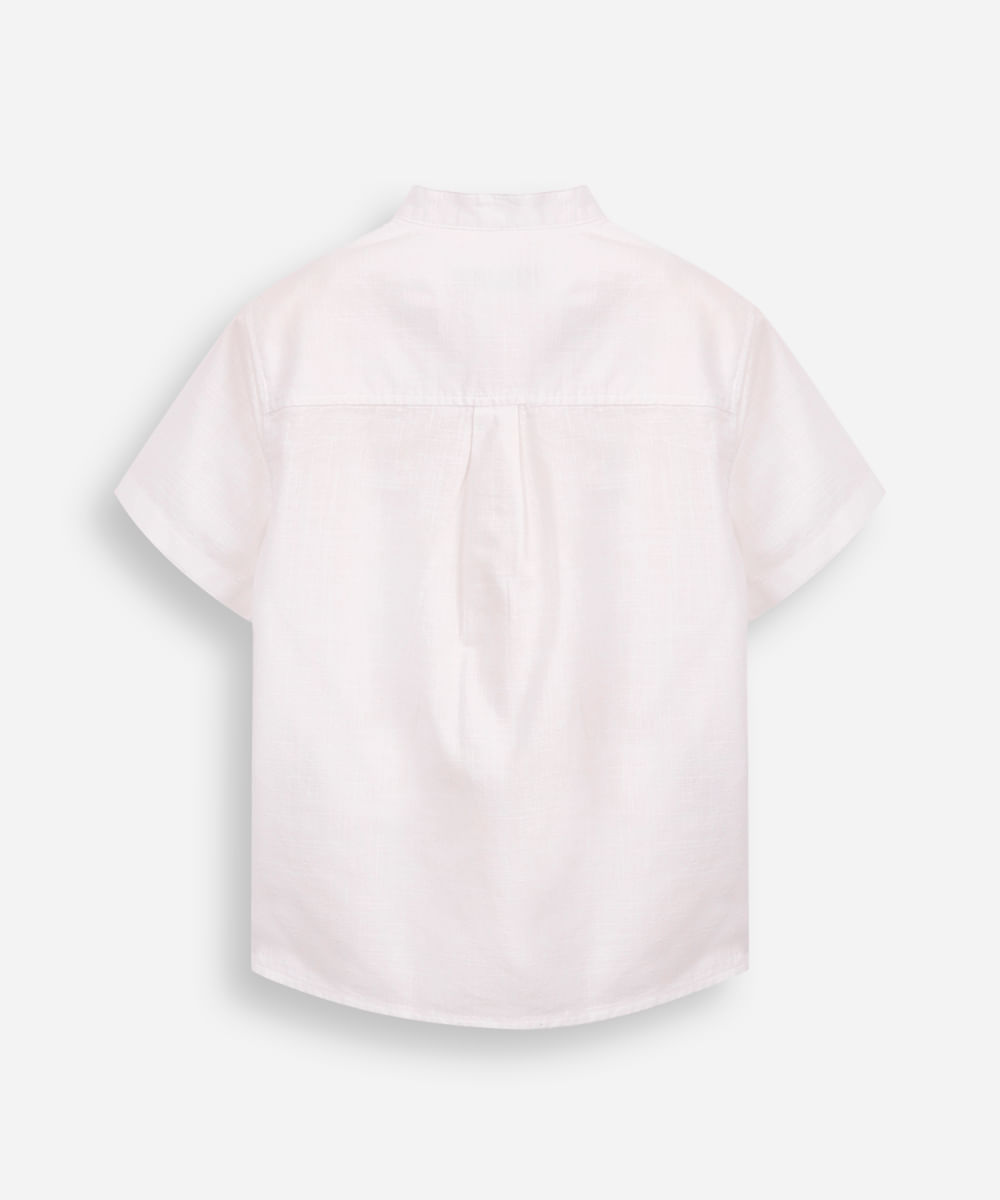 camisa infantil de algodão gola padre off white
