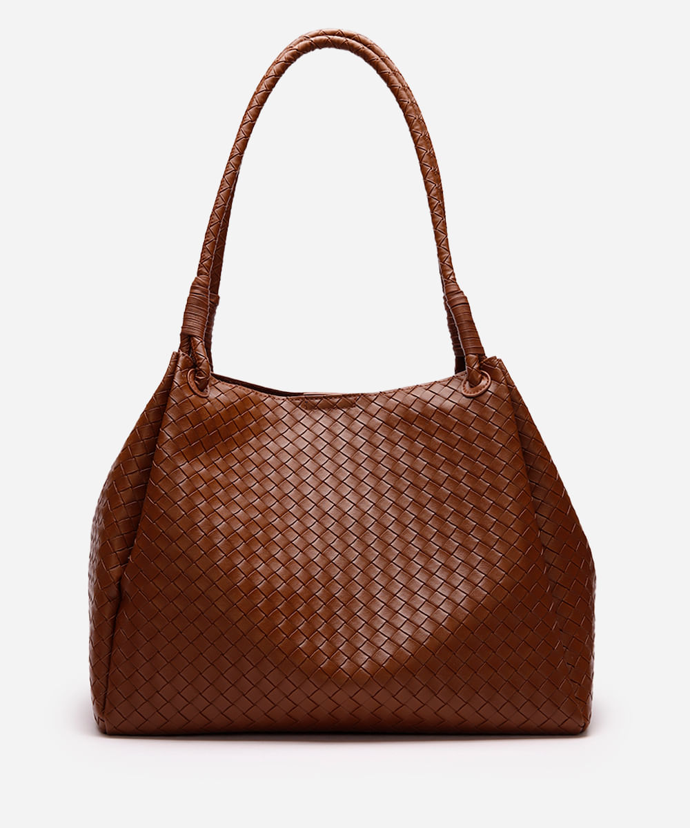 bolsa shoulder texturizada mindset - marrom escuro