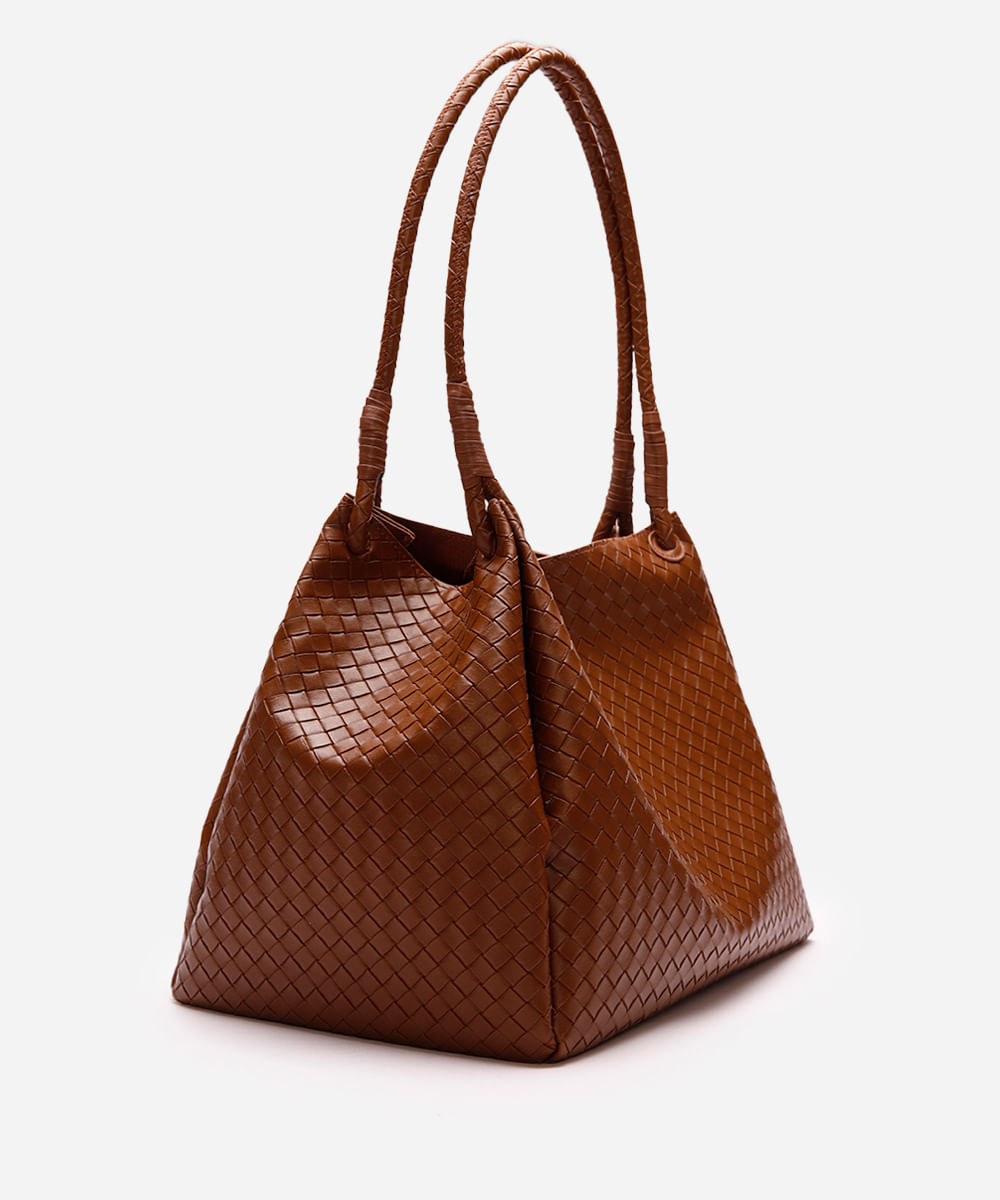 bolsa shoulder texturizada mindset - marrom escuro