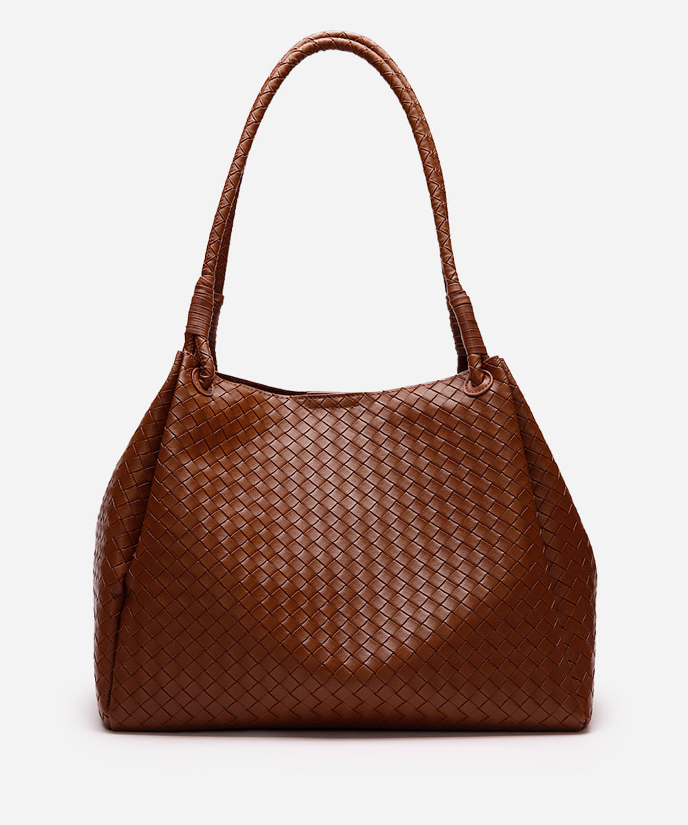 bolsa shoulder texturizada mindset - marrom escuro