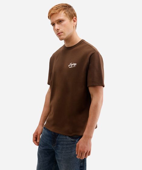 camiseta masculina de algodão enjoy - marrom