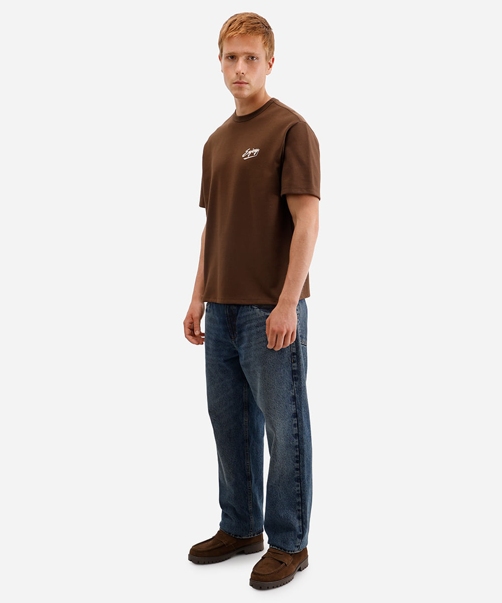 camiseta masculina de algodão enjoy - marrom
