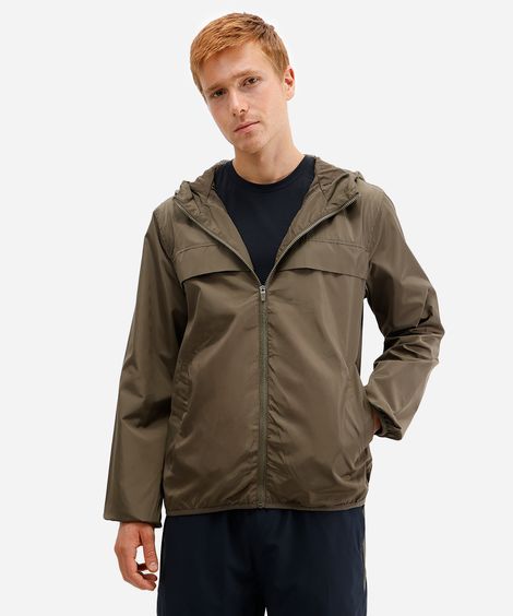 jaqueta masculina corta vento com capuz esportiva verde