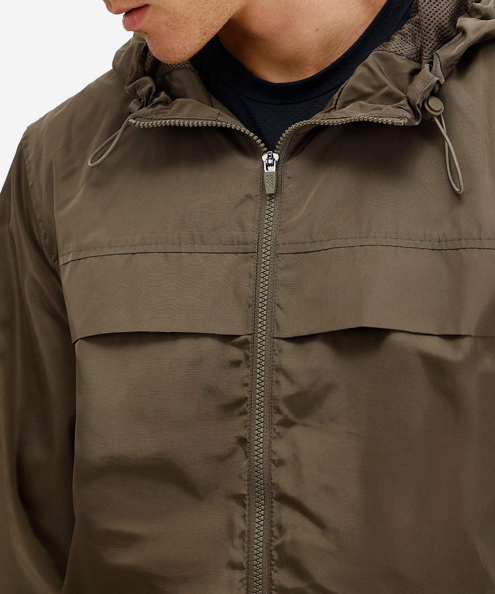 jaqueta masculina corta vento com capuz esportiva verde