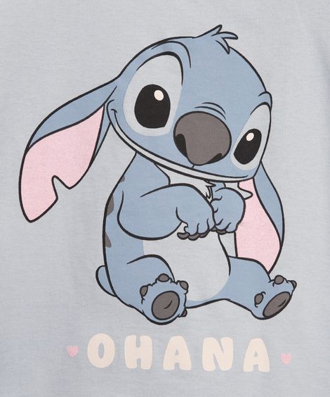 camiseta de algodão infantil stitch azul