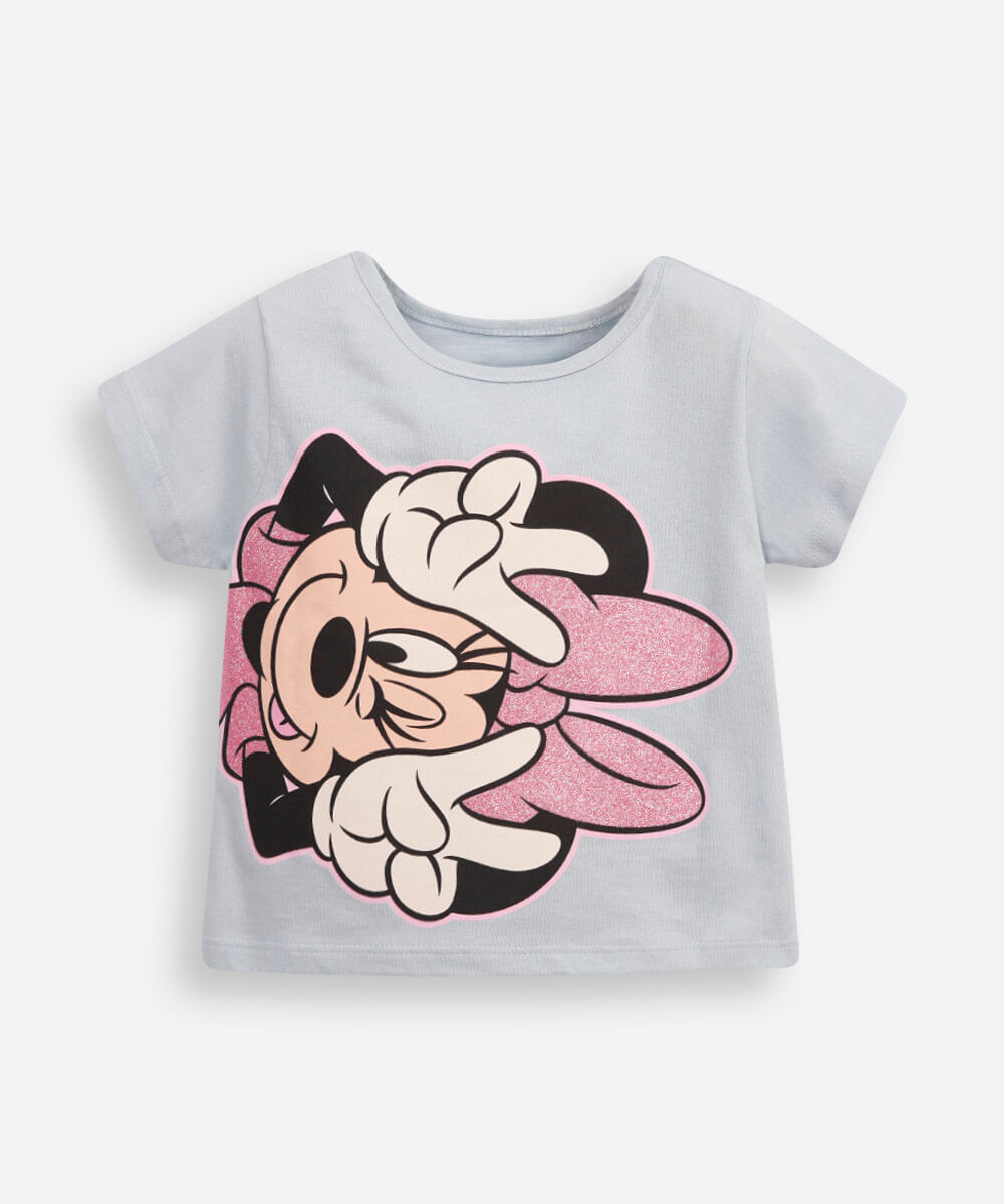 camiseta de algodão infantil minnie azul