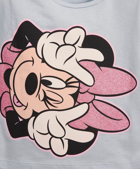 camiseta de algodão infantil minnie azul