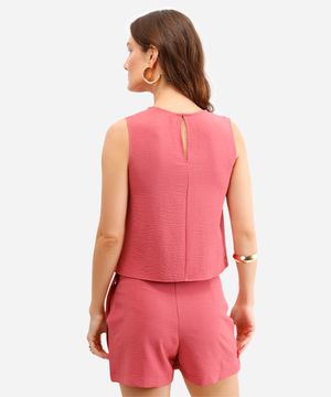 regata feminina com franzido texturizada rosa