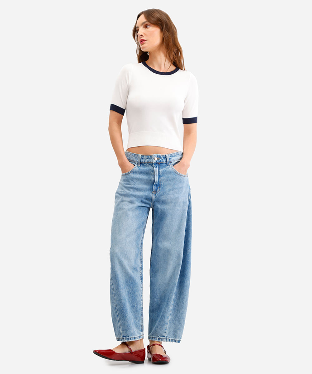 blusa feminina de tricot bicolor off white