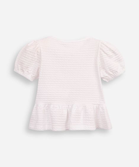 blusa de algodão infantil com lacinho texturizada off white