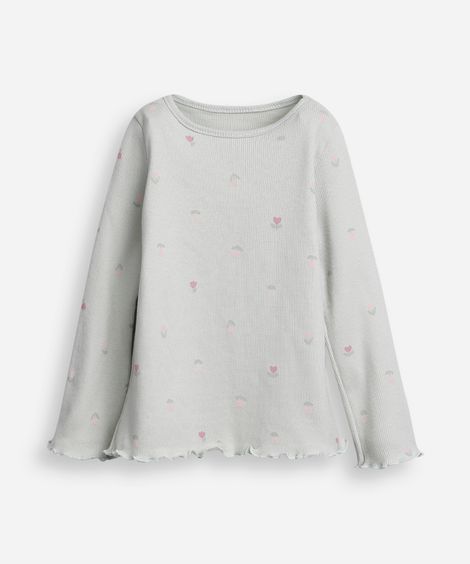 blusa de algodão infantil manga longa tulipa verde