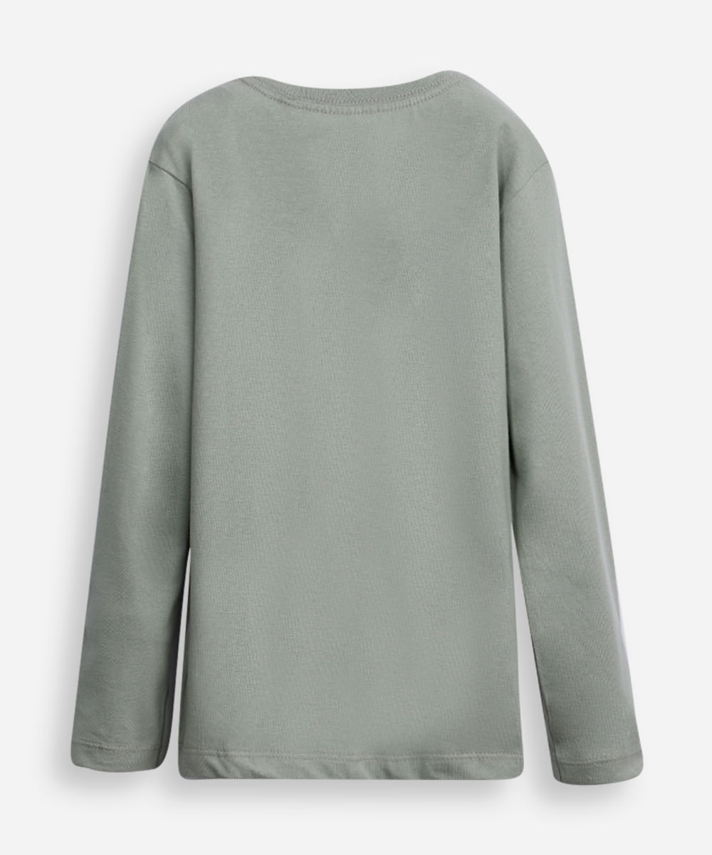 blusa de algodão infantil manga longa minecraft verde