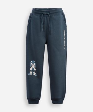 calça jogger infantil de moletom sonic azul