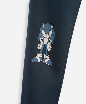calça jogger infantil de moletom sonic azul