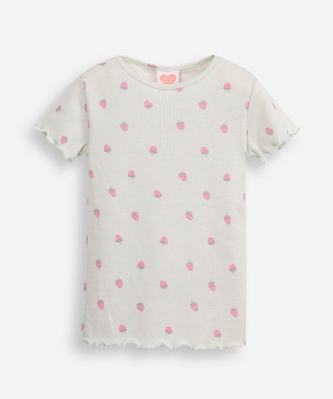 blusa de algodão infantil moranguinho canelado verde