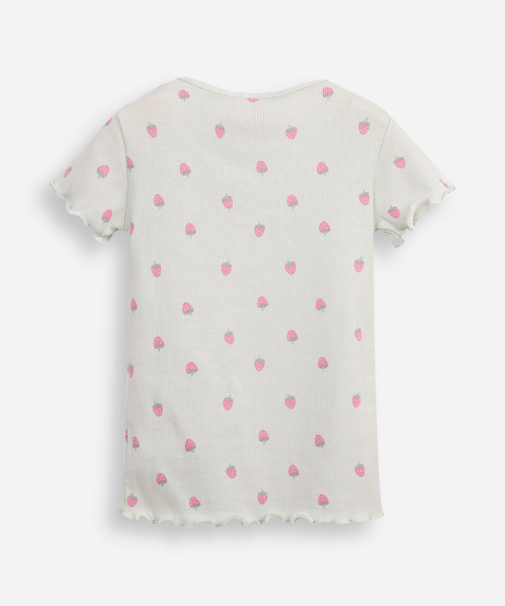 blusa de algodão infantil moranguinho canelado verde