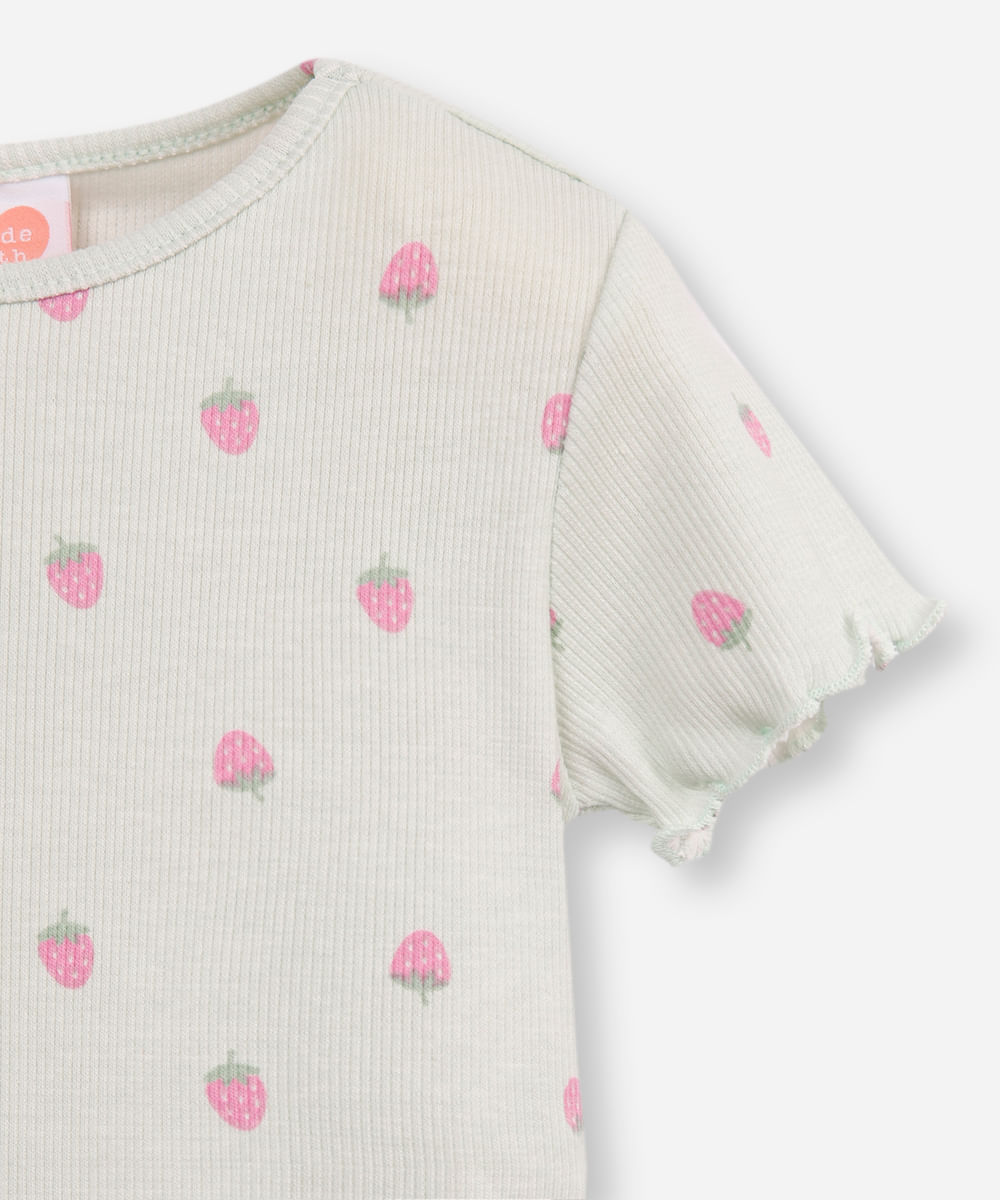blusa de algodão infantil moranguinho canelado verde