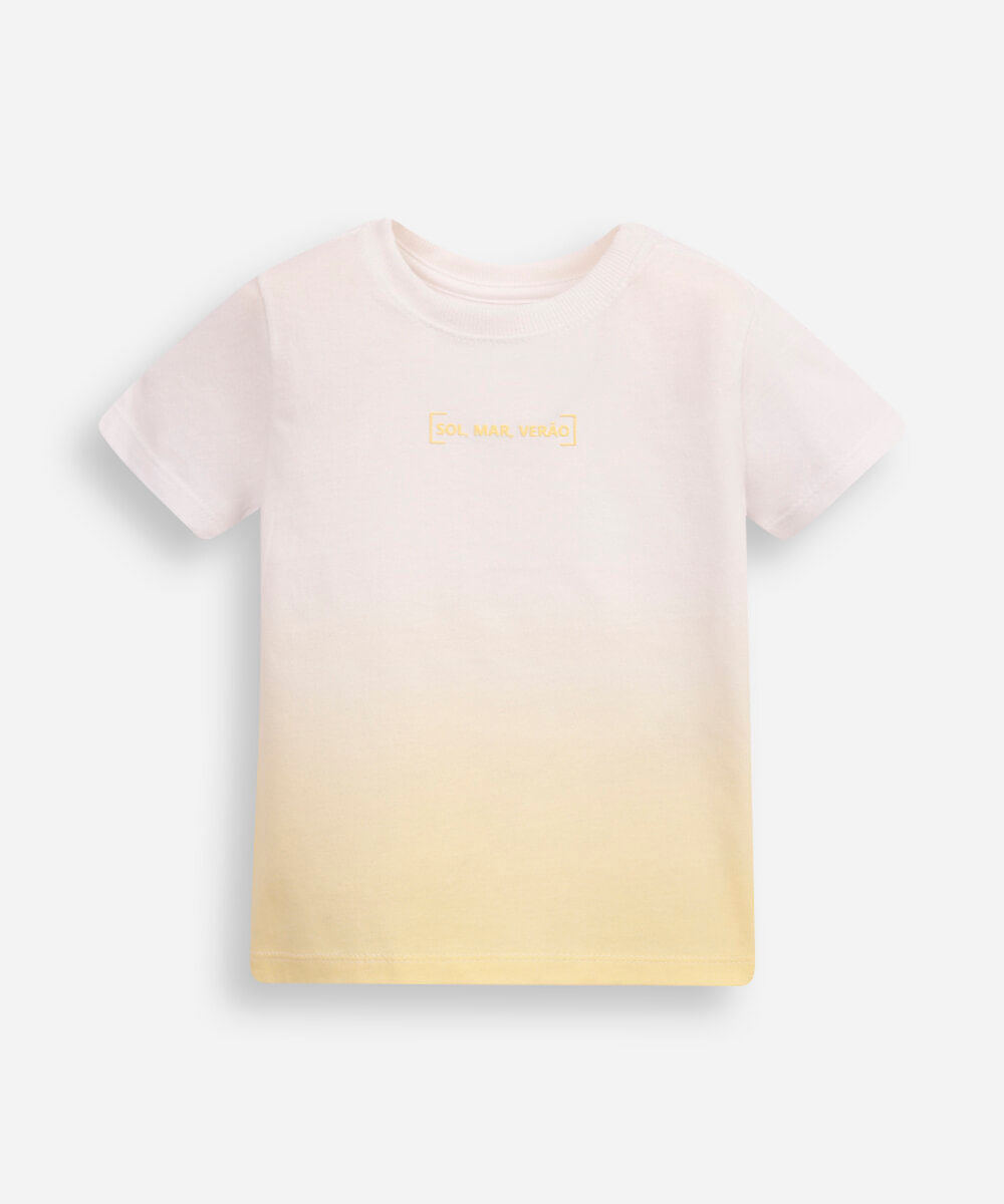 camiseta de algodão infantil sol mar verão amarela