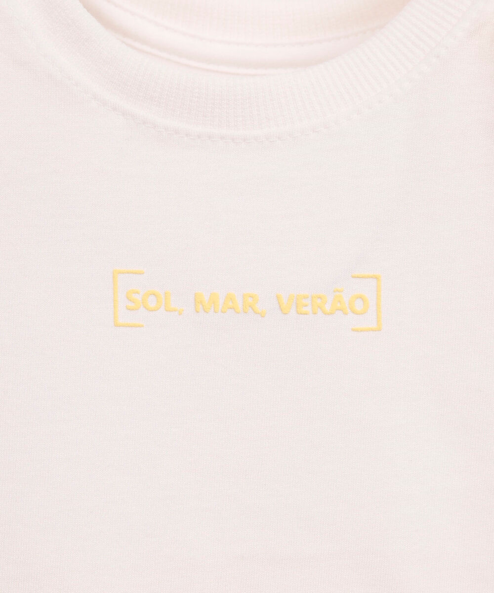 camiseta de algodão infantil sol mar verão amarela