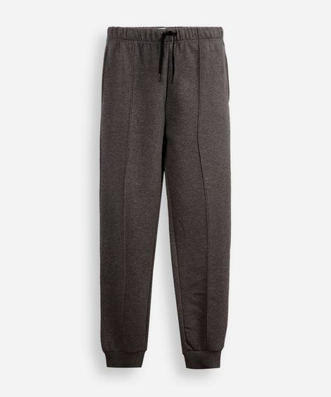 calça jogger juvenil de moletom com nervura cinza