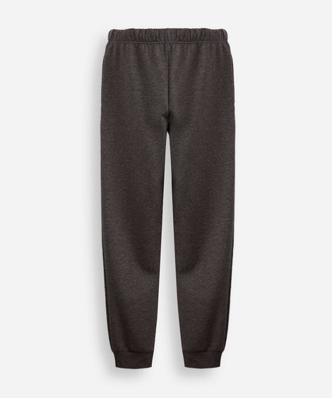 calça jogger juvenil de moletom com nervura cinza