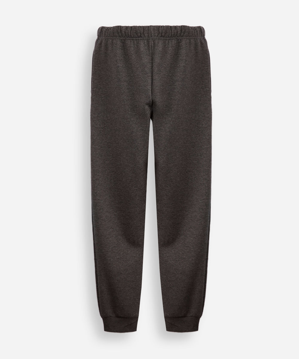 calça jogger juvenil de moletom com nervura cinza