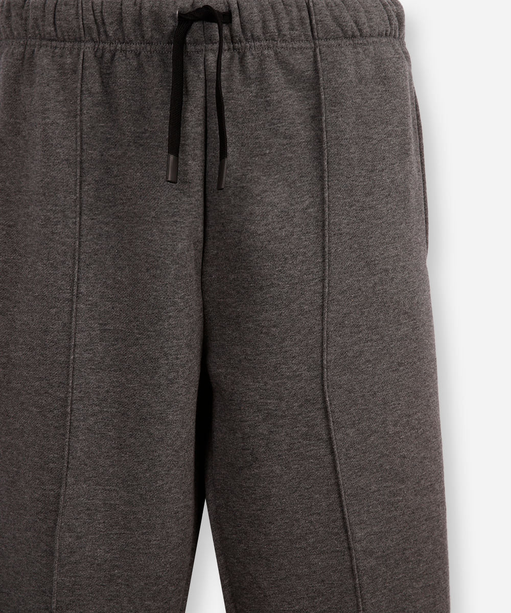 calça jogger juvenil de moletom com nervura cinza