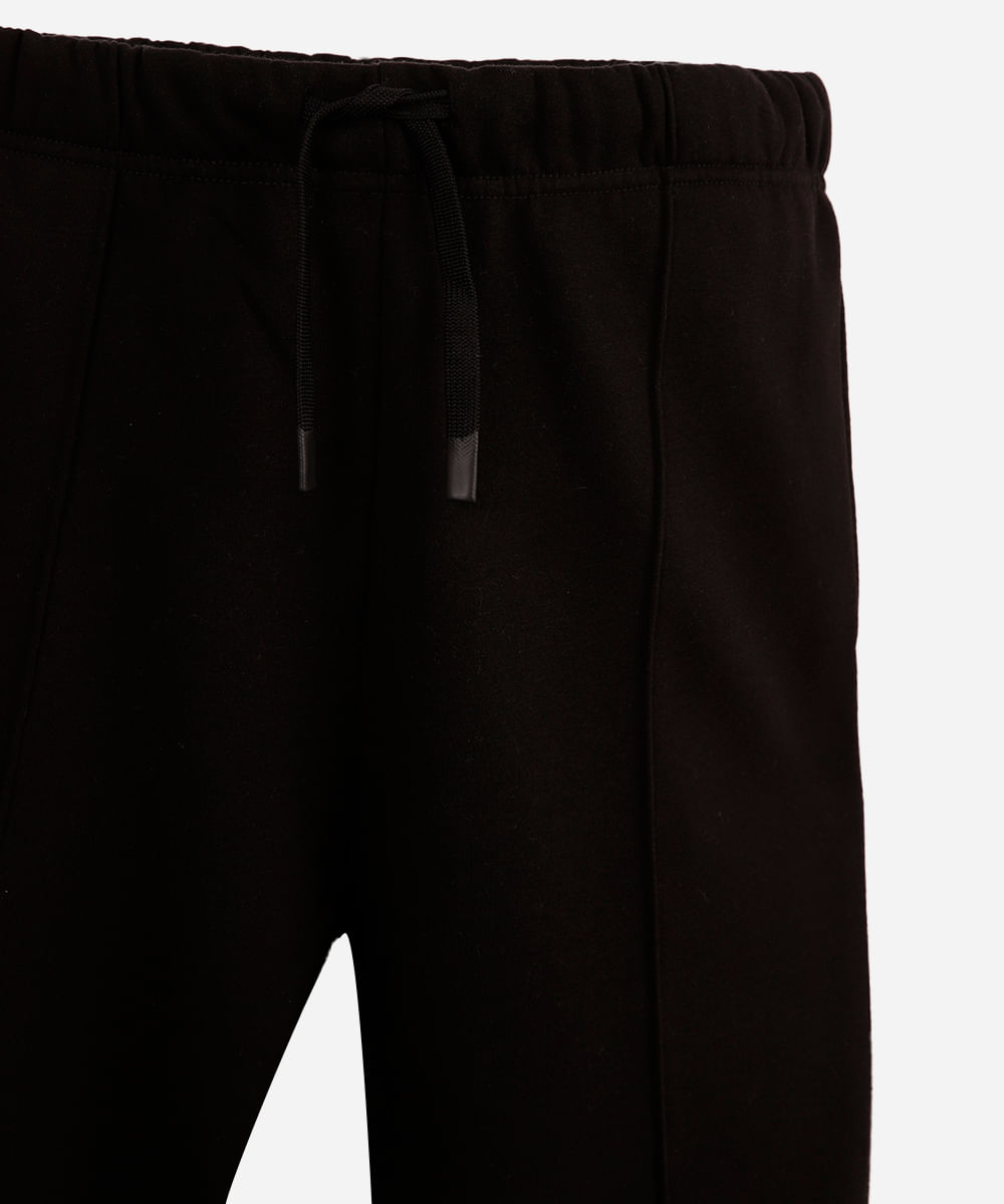 calça jogger juvenil de moletom com nervura preta
