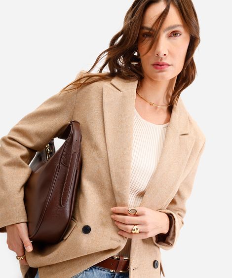 blazer feminino alongado texturizado bege