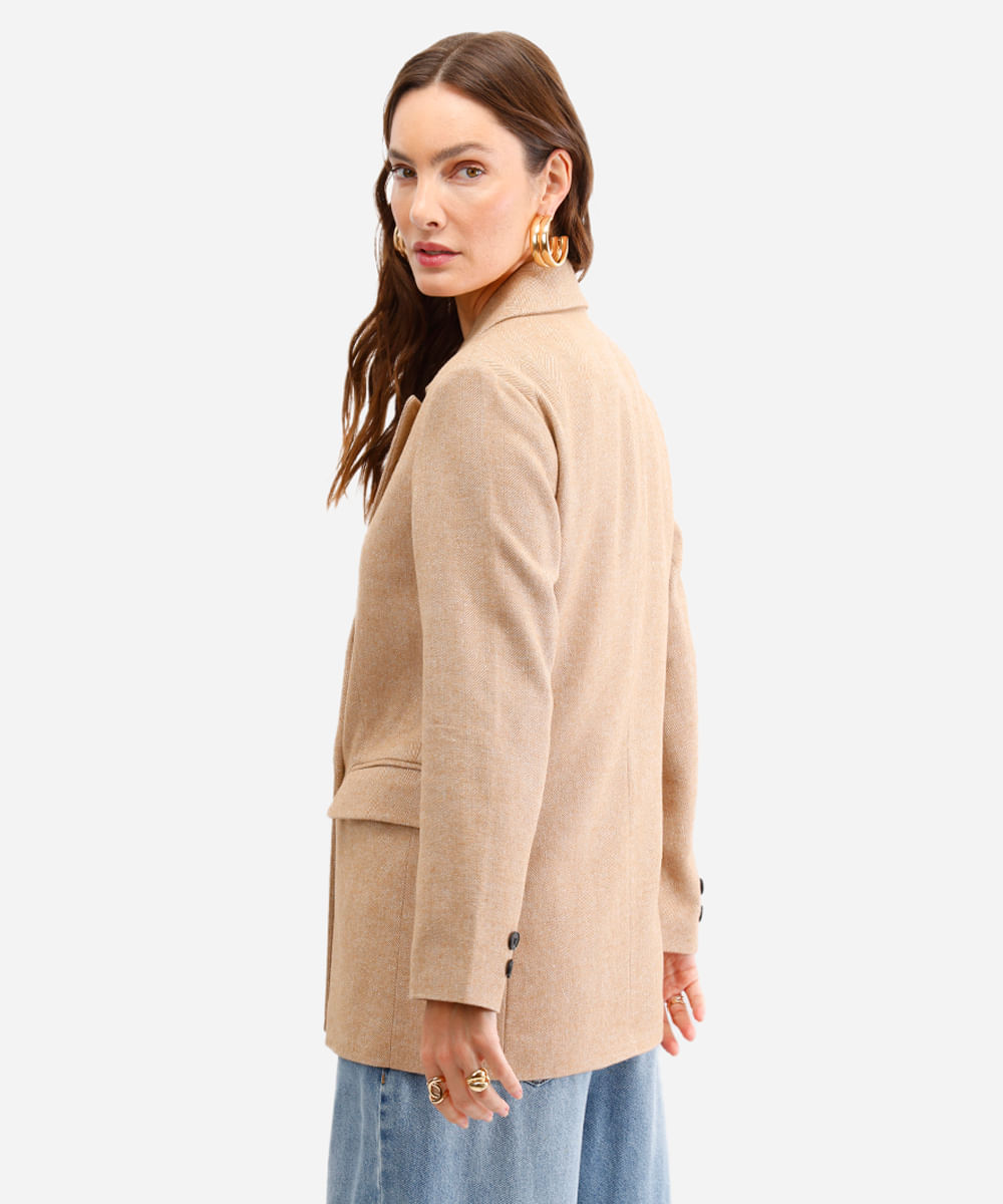 blazer feminino alongado texturizado bege