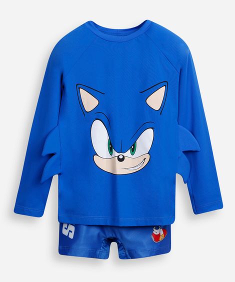 conjunto infantil proteção uv sonic azul