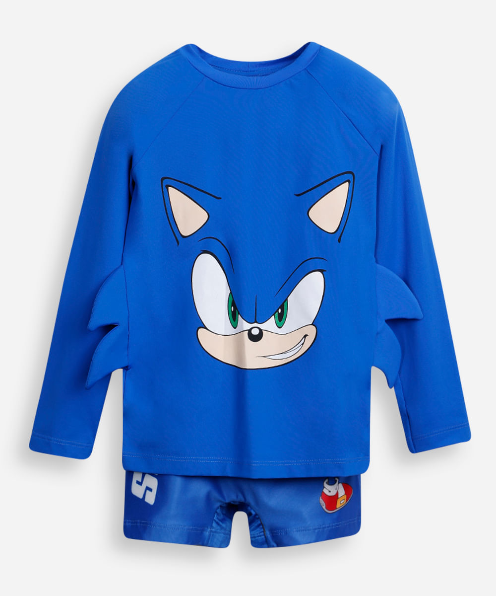 conjunto infantil proteção uv sonic azul