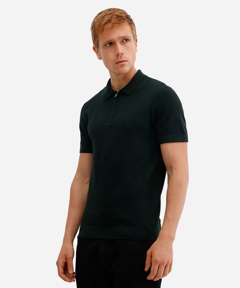 polo masculina de tricot texturizada verde