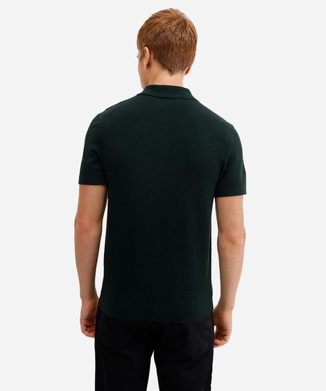 polo masculina de tricot texturizada verde