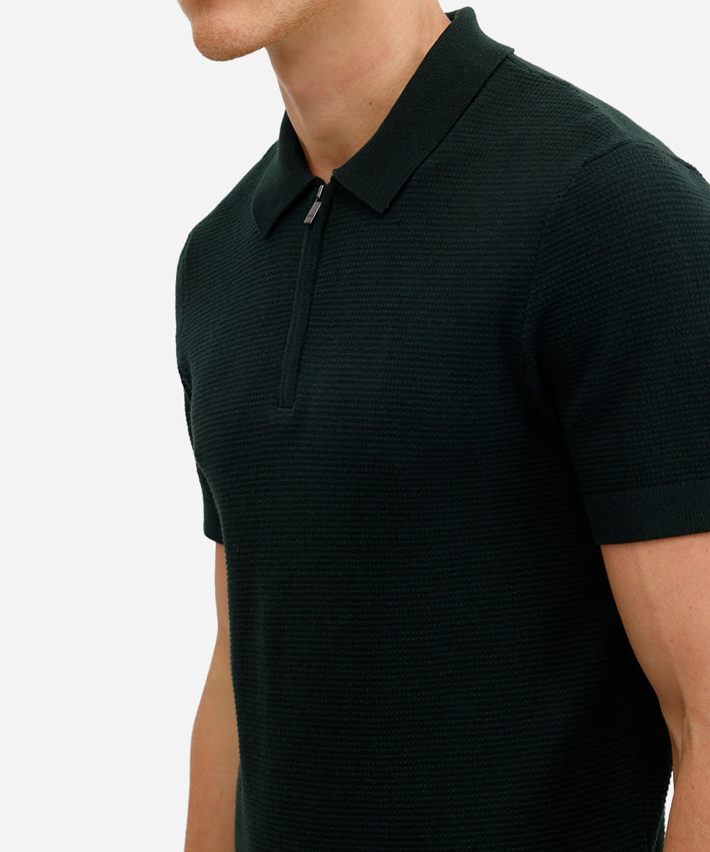 polo masculina de tricot texturizada verde