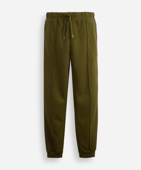 calça jogger juvenil de moletom com nervura verde