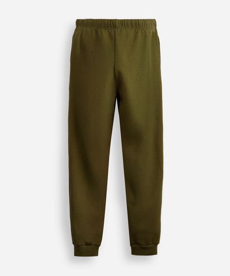 calça jogger juvenil de moletom com nervura verde