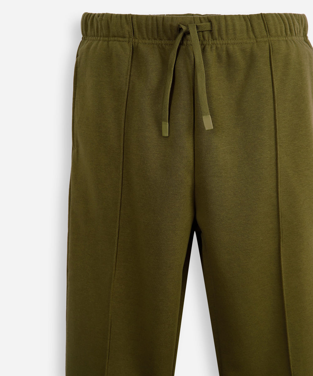 calça jogger juvenil de moletom com nervura verde