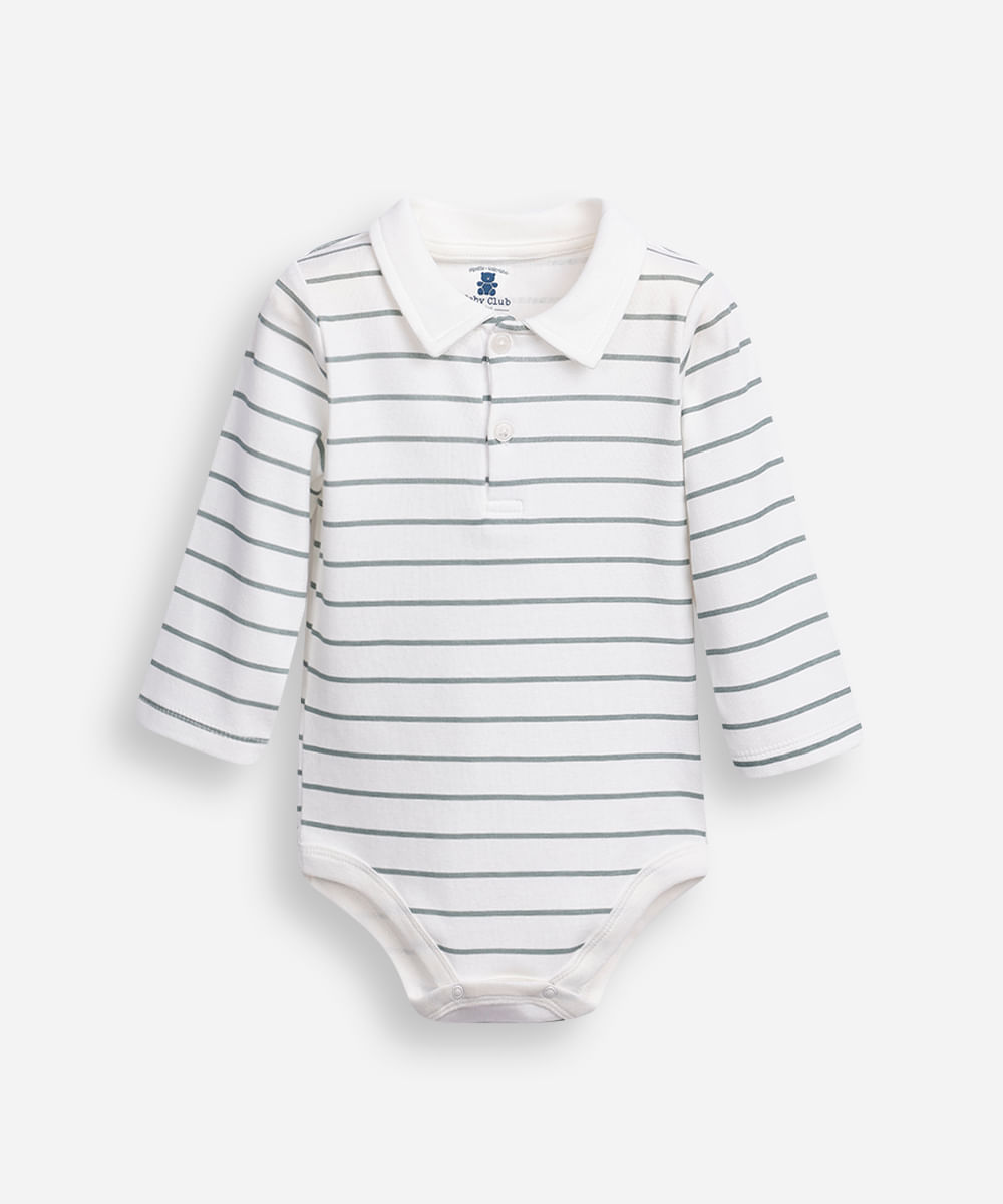body polo infantil de algodão listrado - verde