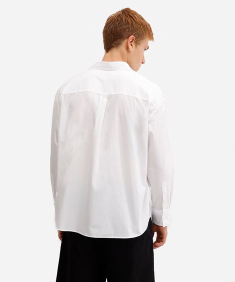 camisa oversized masculina de algodão manga longa off white