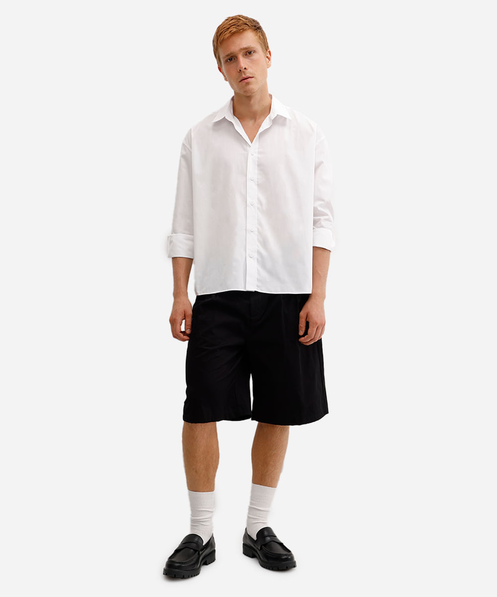 camisa oversized masculina de algodão manga longa off white