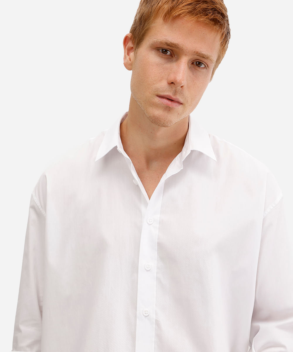 camisa oversized masculina de algodão manga longa off white