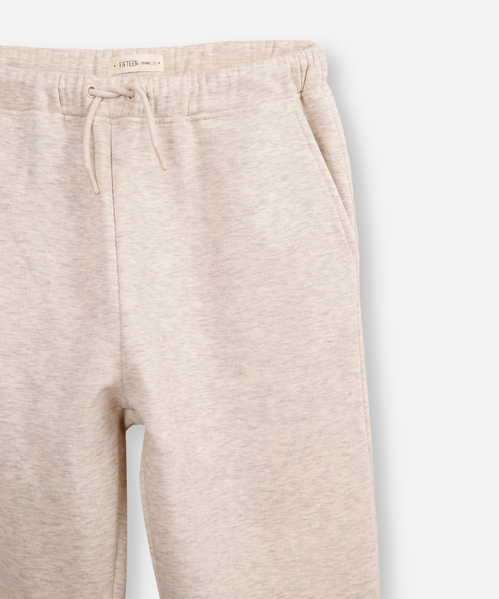 calça jogger juvenil de moletom básica cinza