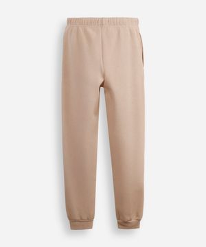 calça jogger juvenil de moletom com nervura bege