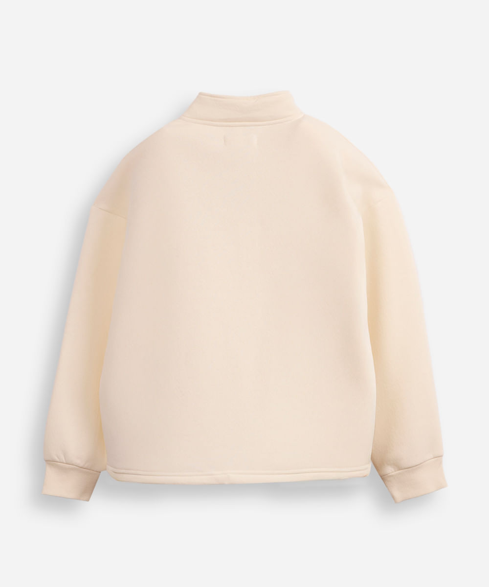 blusão de moletom juvenil gola alta mon amour off white