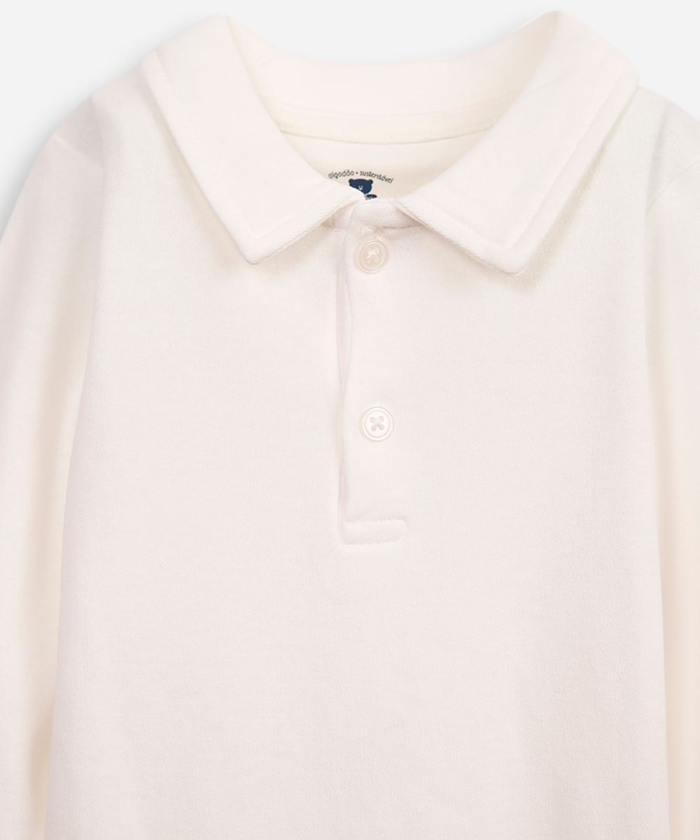 body polo infantil de algodão off white