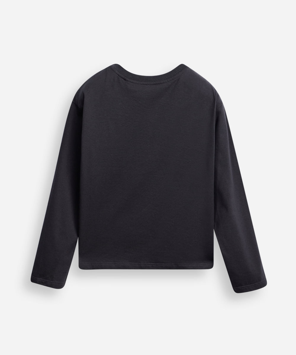 blusa de algodão infantil manga longa stitch cinza