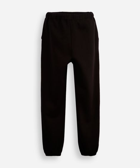 calça jogger juvenil de moletom básica preta