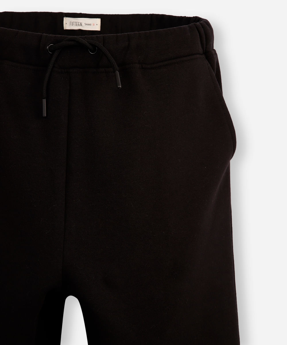 calça jogger juvenil de moletom básica preta